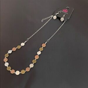 Paparazzi Gold, Silver, and Brown Coin Necklace Set